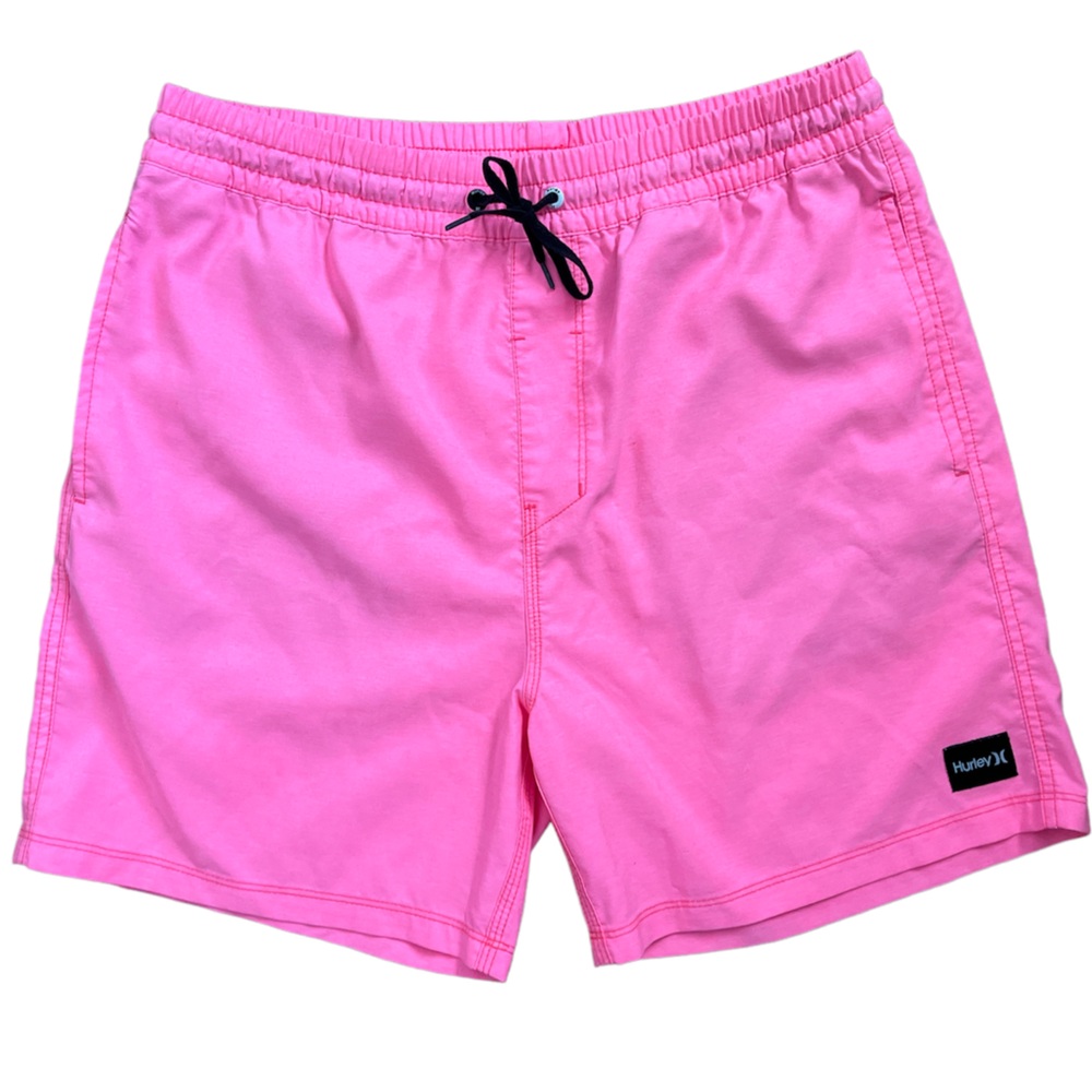 Hurley Men's Beach Board Shorts Swimwear Trunks Digital Pink Flamingo Neon, Med